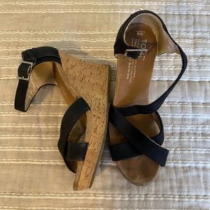 Toms Black Wedge Espadrilles